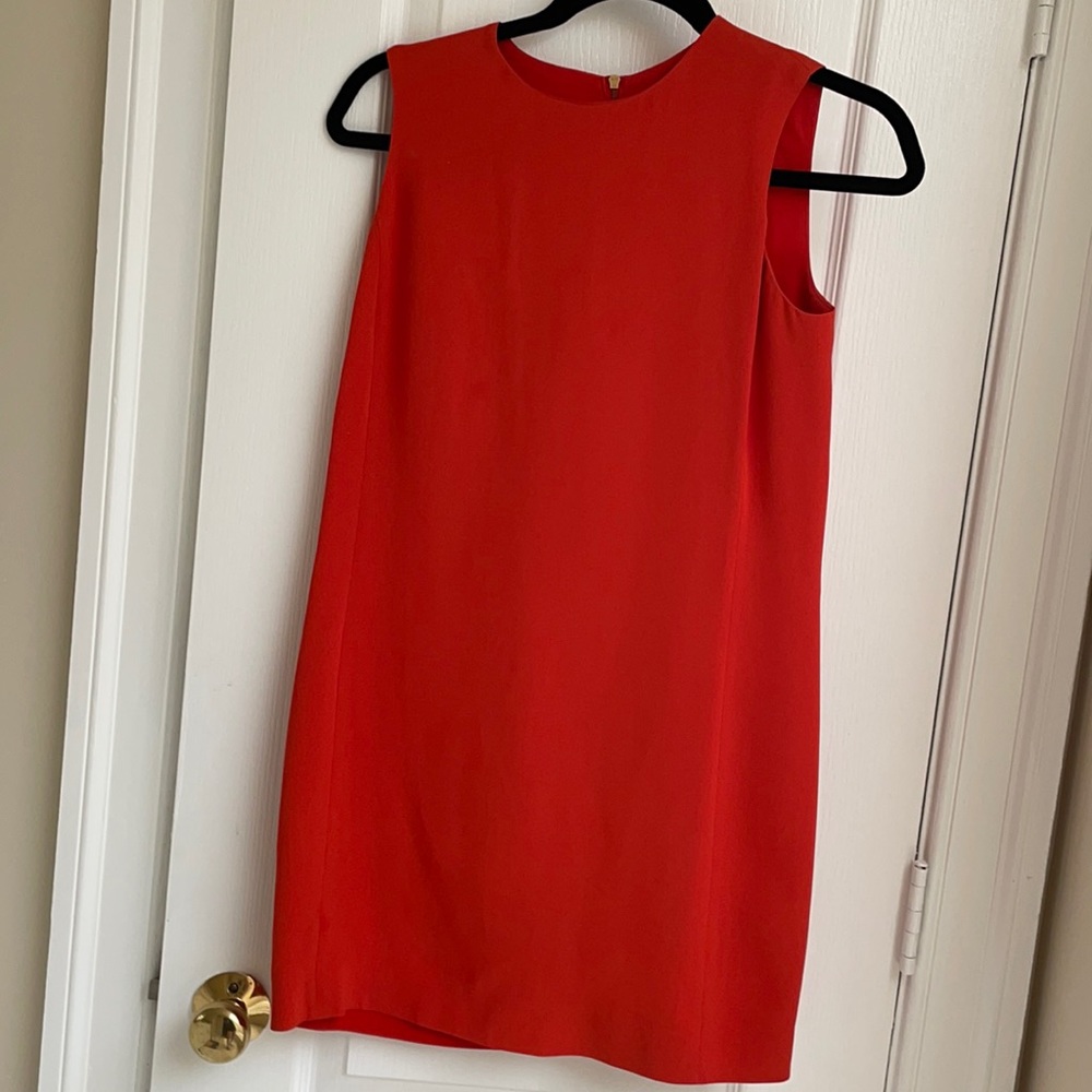 VINCE Orange Red Silk Mini Sheath Dress seamed back zip 2 xs